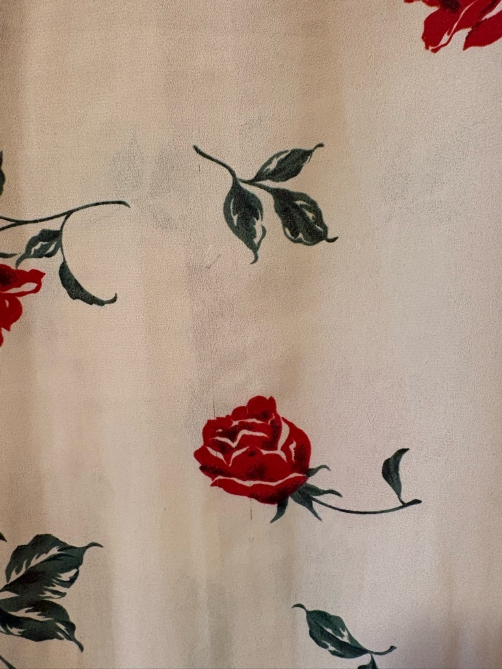 Chaus Cream Floral Button-Down Shirt with Red & Orange Roses - Picture 4 of 10